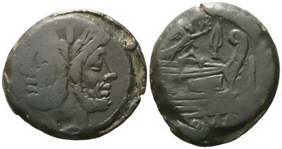 Anonymous, As, C. 189-180 Bc; Æ (25,93 G; 35 MM: 9 H)