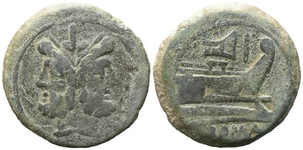 Anonymous, As, c. 206-195 BC; Æ (26,22 g; 34 mm; 12 h)