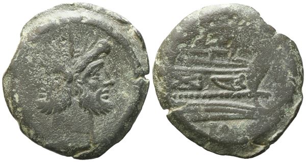 Anonymous, As, c. 157-156 BC; Æ (21,8 g; 32,40 mm; 12 h)