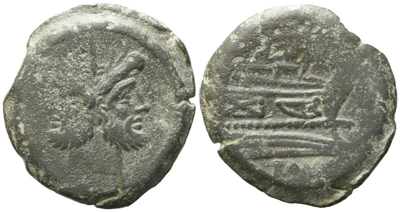 Moneta anonima, As, c. 157-156 a.C.; Æ (21,8 g; 32,40 mm; 12 h)