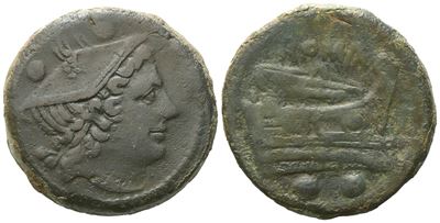 Anonymous, Sextans, C. 217-215 Bc; Æ (27,64 G; 30 MM)