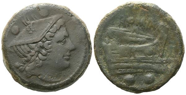 Anonymous, Sextans, c. 217-215 BC; Æ (27,64 g; 30 mm)