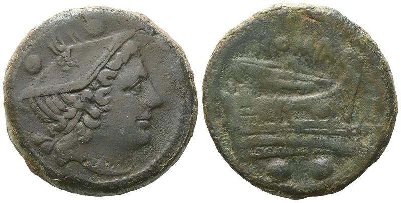 Anonymous, Sextans, C. 217-215 Bc; Æ (27,64 G; 30 MM)