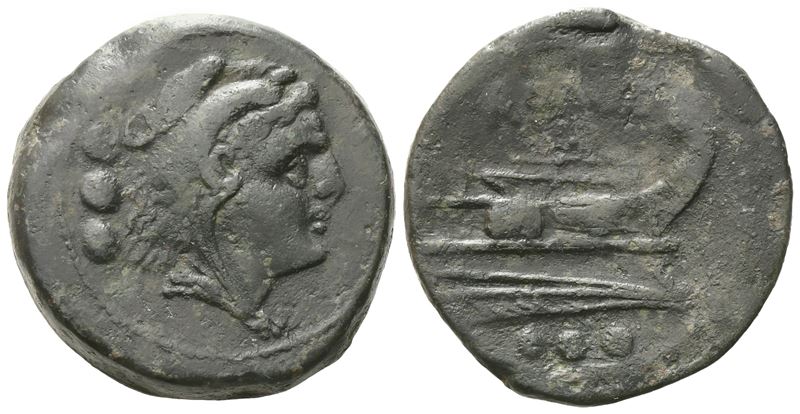 Anonymous, Quadrans, C. 215-212 Bc; Æ (17,3 G; 26,6 MM; 12 H)