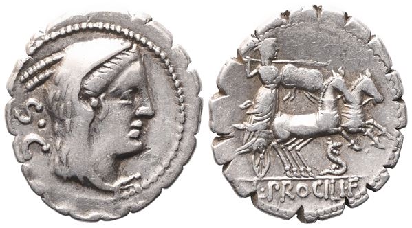 L. Procilius, Denarius serratus, 80 BC; AR (3,98 g; 19,7 mm; 5 h)