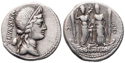 Cn. Egnatius Maxsumus, Denarius, 75 Bc; Ar (4,02 G; 18 MM; 5 H)