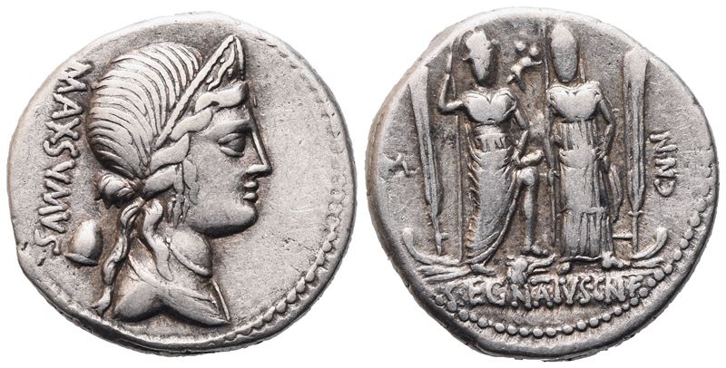 Cn. Egnatius Maxsumus, Denarius, 75 Bc; Ar (4,02 G; 18 MM; 5 H)