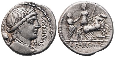 L. Farsuleius Mensor, Denarius, 75 Bc; Ar (3,93 G; 18 MM; 6 H)