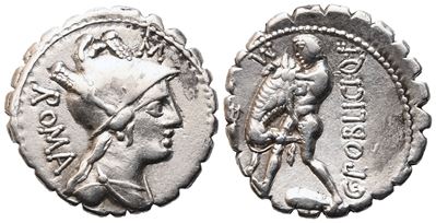 C. Poblicius, Denarius Serratus, 80 Bc; Ar (3,91 G; 18,4 MM; 7 H)