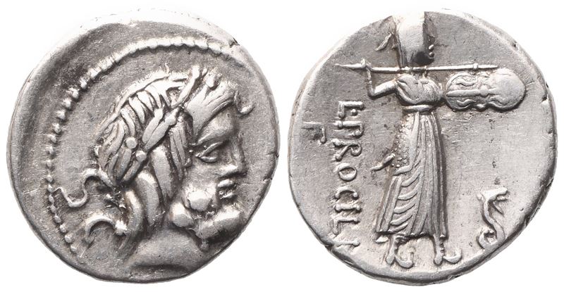 L. Procilius, Denarius, 80 Bc; Ar (4,15 G; 18 MM; 3 H)