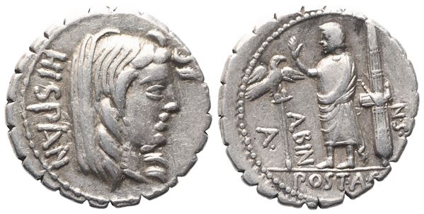 A. Postumius Albinus, Denarius serratus, 81 BC; AR (3,88 g; 19,3 mm; 1 h)