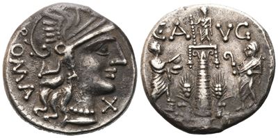C. Minucius Augurinus, Denarius, 135 Bc; Ar (3,92 G; 18,3 MM; 6 H)