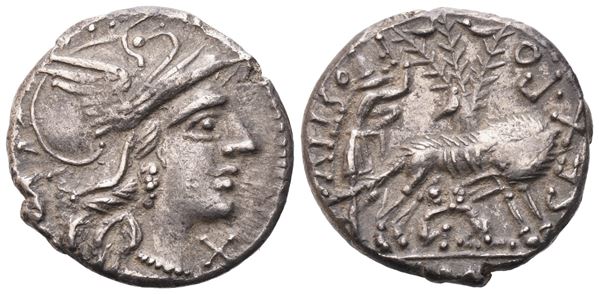 Sex. Pompeius Fostlus, Denarius, Rome, 137 BC; AR (4 g; 18,5 mm; 10 h) 