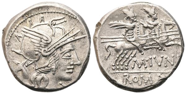 M. Iunius Silanus, Denarius, 145 BC; AR (4,28 g; 18,8 mm; 4 h)