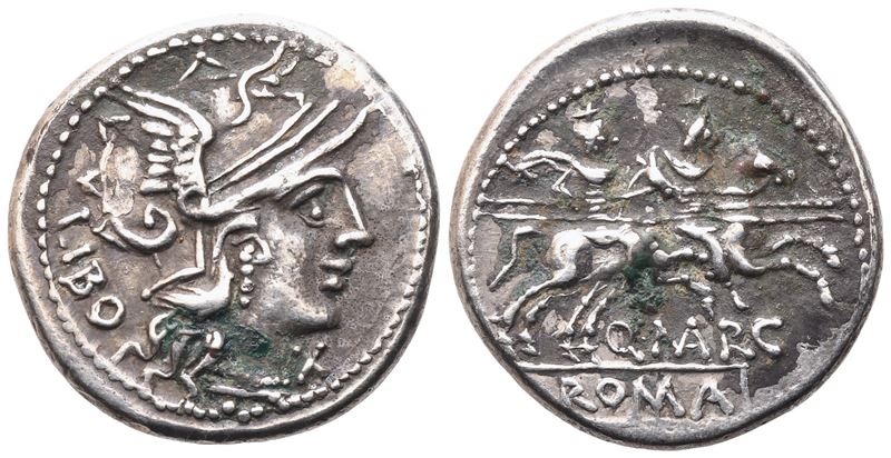 Q. Marcius Libo, Denarius, 148 Bc; Ar (3,53 G; 19,6 MM; 11 H)