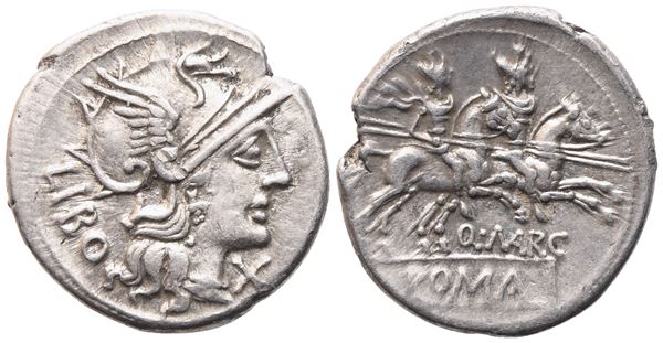 Q. Marcius Libo, Denarius, 148 BC; AR (4,08 g; 20,2 mm; 1 h)