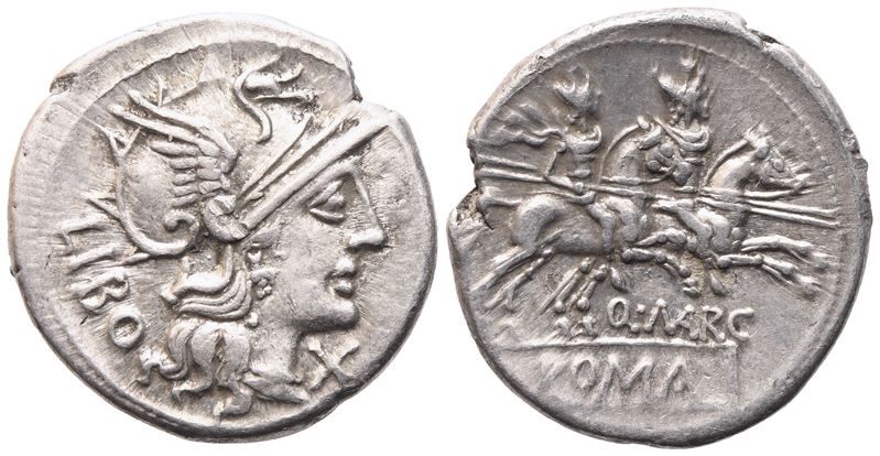 Q. Marcius Libo, Denarius, 148 Bc; Ar (4,08 G; 20,2 MM; 1 H)