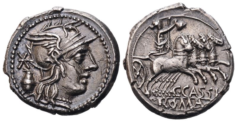 C. Cassius Longinus, Denarius, 126 BC; AR (3,97 g; 19,4 mm; 3 h)