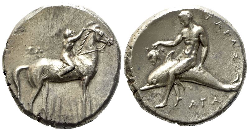 Calabria, Tarentum (C. 302-280 Bc), Nomos; Ar (8,10 G; 21,4 MM)