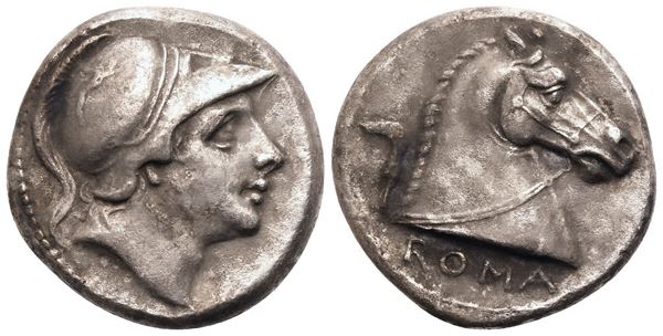 Anonymous, Didrachm, Uncertain Campanian mint, 263 BC (?); AR (6,24 g; 19,2 mm; 9 h)
