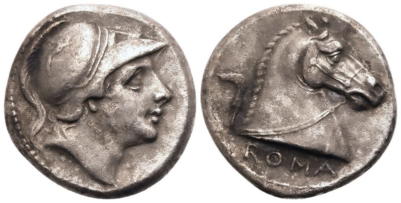 Anonymous, Didrachm, Uncertain Campanian mint, 263 BC (?); AR (6,24 g; 19,2 mm; 9 h)