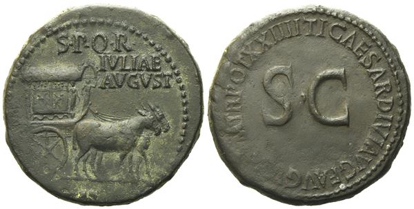 Julia Augusta (Livia), Sestertius struck under Tiberius, Rome, AD 22-23; Æ (g 27,84; mm 35.5)
