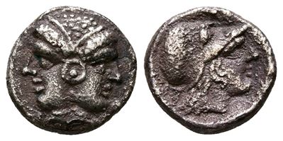 Mysia, Lampsakos, 4th-3rd Centuries Bc. Ar Diobol (11 MM, 1.25 G).