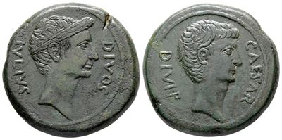Octavian And Divus Julius Caesar, South Italy, 38 Bc. Æ Sestertius (or Dupondius?) (36 MM, 24.50 ...