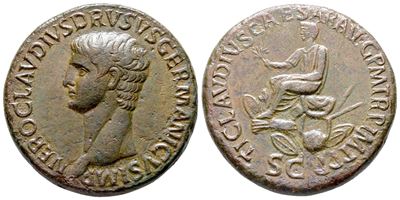Nero Claudius Drusus (died 9 Bc). Æ Sestertius (34 MM, 24.94 G).