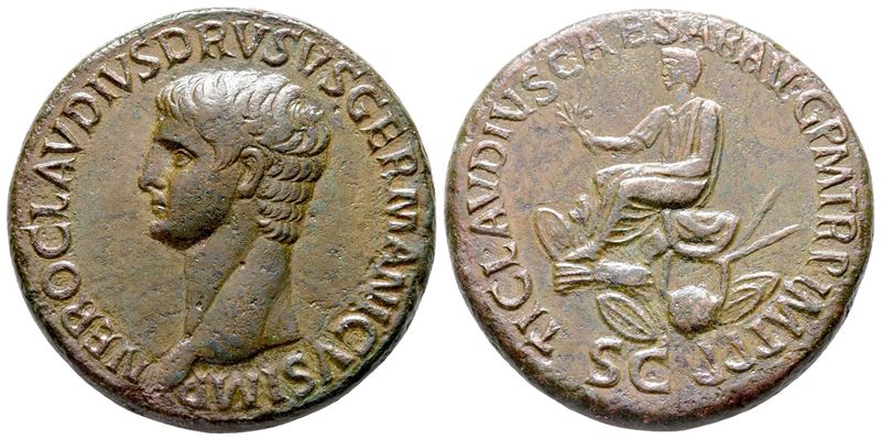 Nero Claudius Drusus (died 9 Bc). Æ Sestertius (34 MM, 24.94 G).