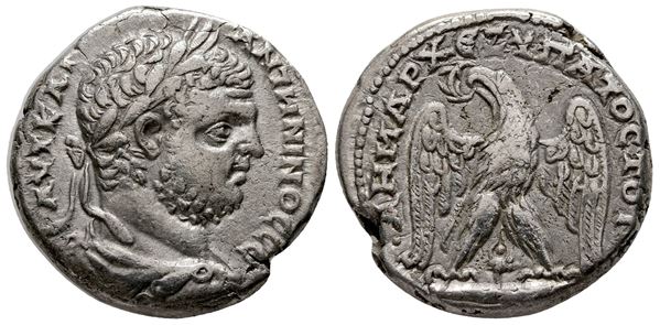 Caracalla (198-217). Phoenicia, Tyre. AR Tetradrachm (25 mm, 13.97 g).  - Auction Greek, Roman and Byzantine Coins	 - Bertolami Fine Art - Prague