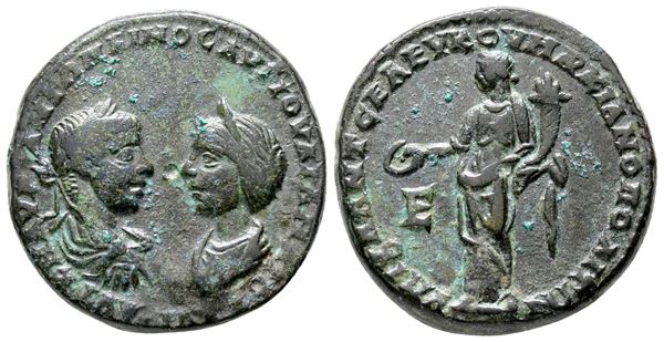 Elagabalus and Julia Maesa (218-222). Moesia Inferior, Marcianopolis. Æ Pentassarion (26 mm, 10.41 g).