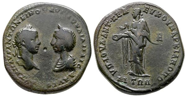 Elagabalus and Julia Maesa (218-222). Moesia Inferior, Marcianopolis. Æ Pentassarion (27 mm, 12.34 g).