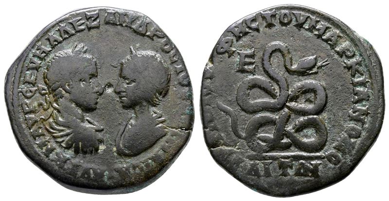 Severus Alexander With Julia Maesa (222-235). Moesia Inferior, Marcianopolis. Æ Pentassarion (26 ...