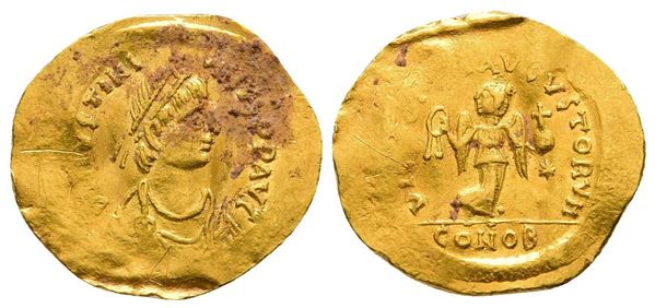 Justinian I (527-565). AV Tremissis (17 mm, 1.44 g).