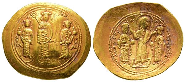 Romanus IV Diogenes with Eudocia, Michael VII, Constantius and Andronicus (1068-1071). AV Histamenon Nomisma (26 mm, 4.34 g).