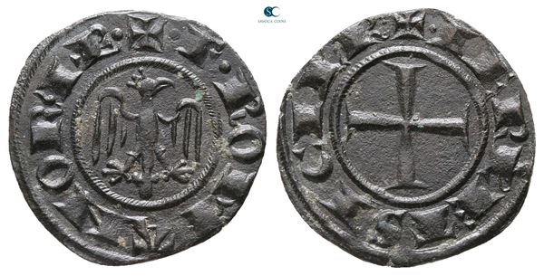 Italy, Sicily, Messina. Federico II (1197-1250). BI Denaro, struck AD 1245.