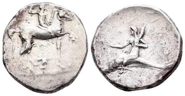 Southern Apulia, Tarentum, c. 280-272 BC. AR Nomos (21mm, 6.35g).   - Auction Greek, Roman and Byzantine Coins	 - Bertolami Fine Art - Prague