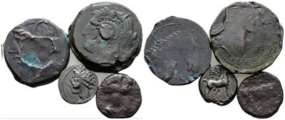 Lot Of 4 Greek Punic Æ Coins, To Be Catalogued. Lot Sold As Is, No Return