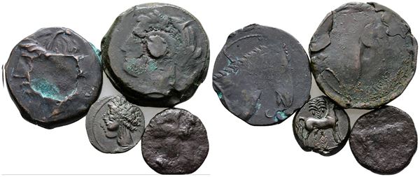 Lot of 4 Greek Punic Æ coins, to be catalogued. Lot sold as is, no return