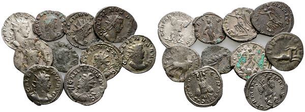 Lot of 10 Roman Imperial Antoninianii, to be catalogued. Lot sold as is, no return