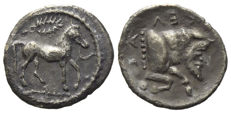 Sicily, Gela (465-450 Bc), Litra; Ar (0,66 G; 11,6 MM)