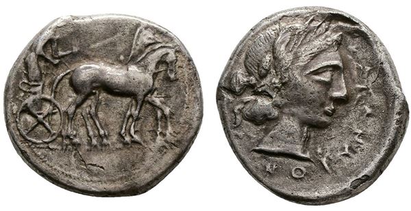 Sicily, Katane, c. 450-445 BC. AR Tetradrachm (27mm, 16.15g).  - Auction Greek, Roman, Byzantine Coins - Bertolami Fine Art - Prague