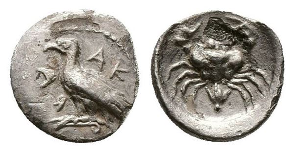 Sicily, Akragas, c. 460-455/0 BC. AR Litra (12mm, 0.66g).  - Auction Greek, Roman, Byzantine Coins - Bertolami Fine Art - Prague