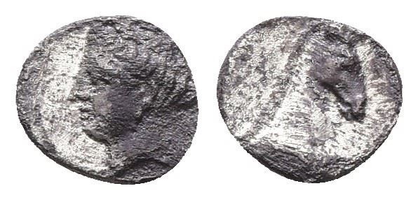 Sicily, Carthaginian Domain (panormos?), C. 405-380 Bc. Ar Litra (10mm, 0.52g).
