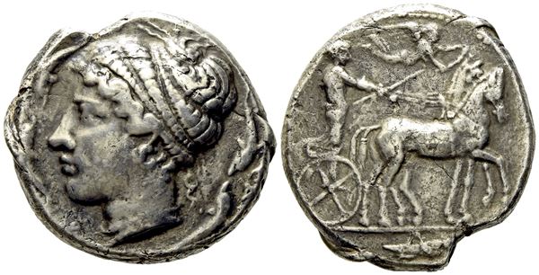 Sicily, Syracuse, Second Democracy (466-405 BC), Tetradrachm; AR (g 17,16; mm 26)