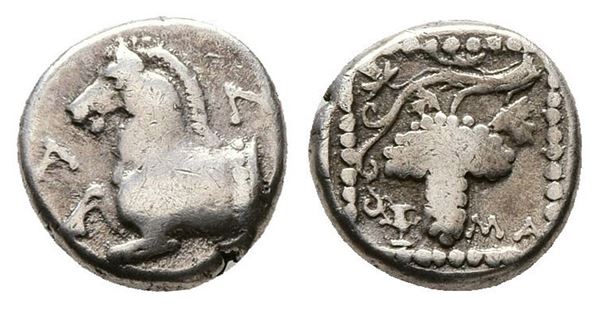 Thrace, Maroneia, c. 377-365 BC. AR Triobol (13mm, 2.53g).