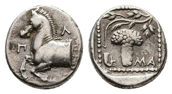 Thrace, Maroneia, c. 377-365 BC. AR Triobol (13mm, 2.82g).