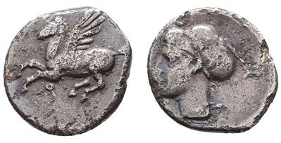 Corinth, C. 350-300 Bc. Ar Drachm (16mm, 2.51g).