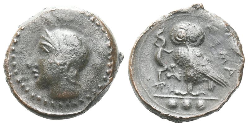 Sicily, Kamarina (C. 420-405 Bc), Tetras; Æ (3,38 G; 15,5 MM)